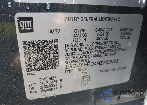 2022 Chevrolet Silverado 1500 Ltd 4Wd Short Bed Rst from USA, damaged, VIN 1GCUYEED4NZ202023